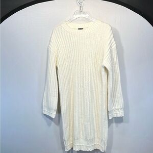 Coco + Carmen Ribbed Sweater Dress Tunic Casual Crew Neck Cable knit White S/M